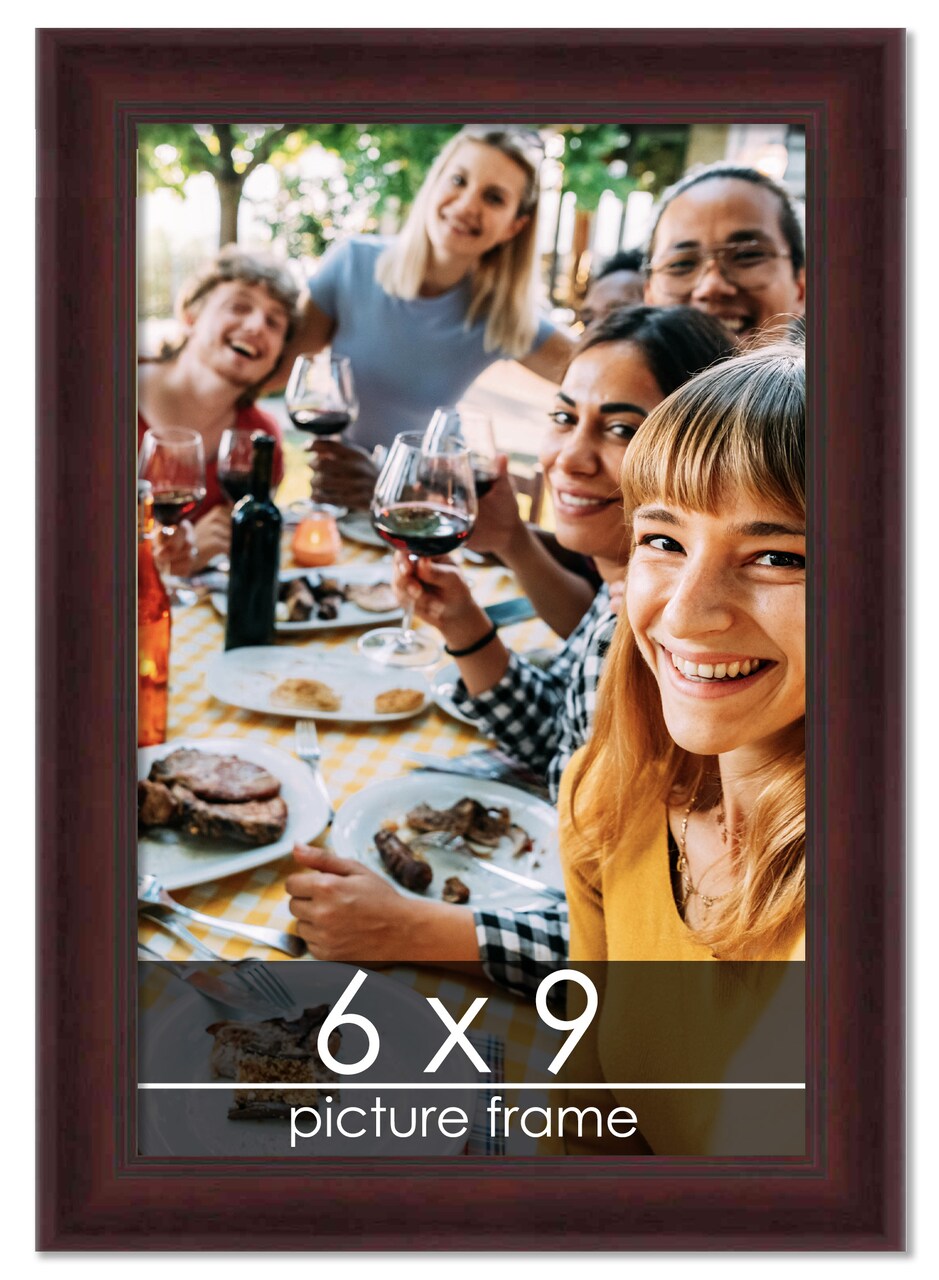 Photo Size Linear Brown Picture Frame - UV Acrylic, Foam Board Backing, Hanging Hardware